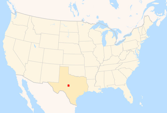 Locator Map of the County Concho (Texas, US) showing the Contiguous United States with the highlighted County