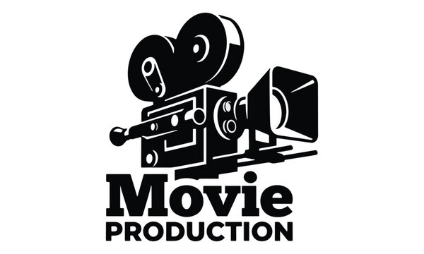 Movie Production Logo with Vintage Film Camera Illustration