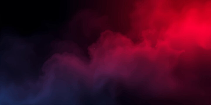 Vibrant red and blue smoke swirl together, creating an abstract and dramatic visual effect, evoking a sense of mystery and energy.