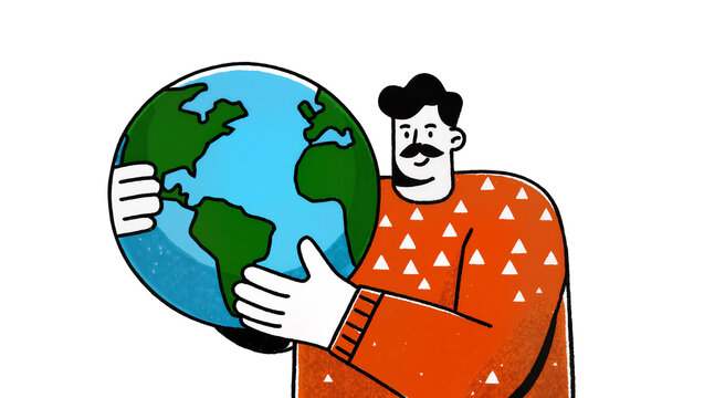 Man holding planet Earth with hands