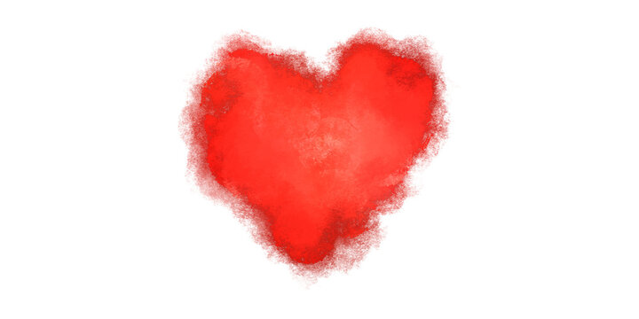Abstract Red Watercolor Heart Shape Isolated on White Background