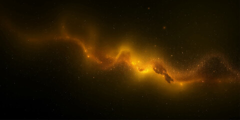 A vibrant nebula of swirling golden dust and cosmic gas illuminates the darkness of space, hinting at the birth of stars and the vast mysteries of the universe. © Art Lover 