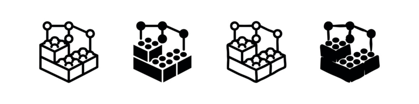 Modular building blocks and data structure icon set
