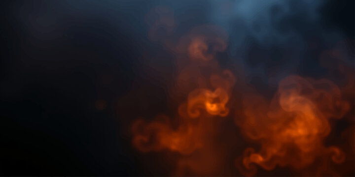 Flames lick and swirl within a dark, smoky expanse, creating an abstract dance of fiery energy and ethereal mist.