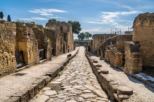 Herculaneum Ancient City view that Roman town buried in the eruption of Mount Vesuvius of Italy