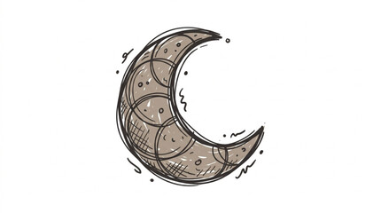 Hand drawn crescent moon with celestial details. © Gabut