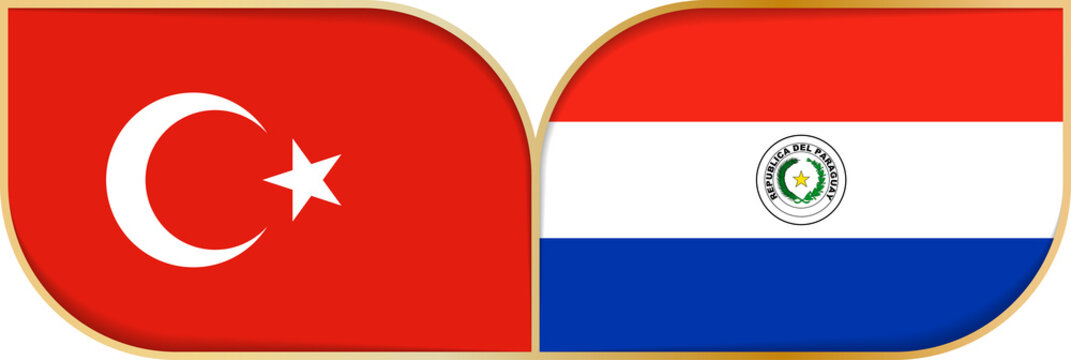 Turkey vs Paraguay Flags Side by Side