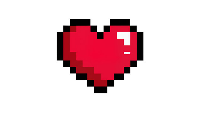 Red pixel heart icon with black outline