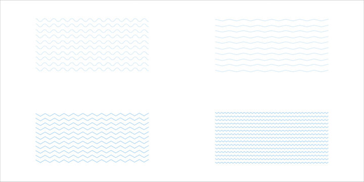 Waves line set. Wave ornament pattern. Set of wavy zigzag lines. Wave thin line background. Vector zigzag and wavy horizontal underline. Vector