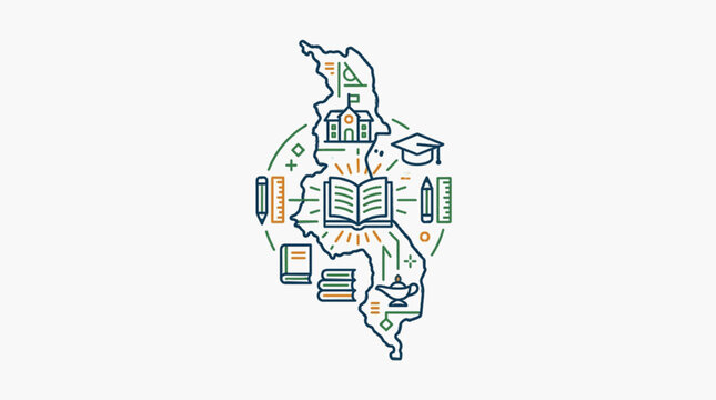 Education and Learning Concept Map with Symbols.