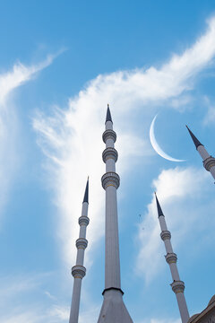 Crescent moon on top of Hz. Mikdat (Mugdat) mosque minaret - Mersin, Turkey