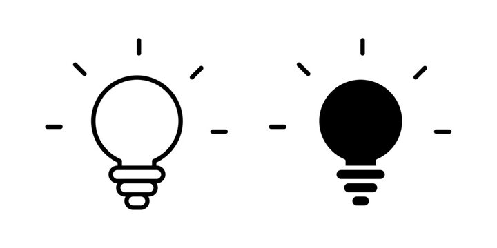 Creative idea icon in outline and solid style, isolated on white background. Ideal for innovation, brainstorming, and problem solving features in mobile and web design