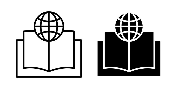 Encyclopedia icon in outline and solid style, isolated on white background. Perfect for knowledge, reference, and education features in mobile and web design.