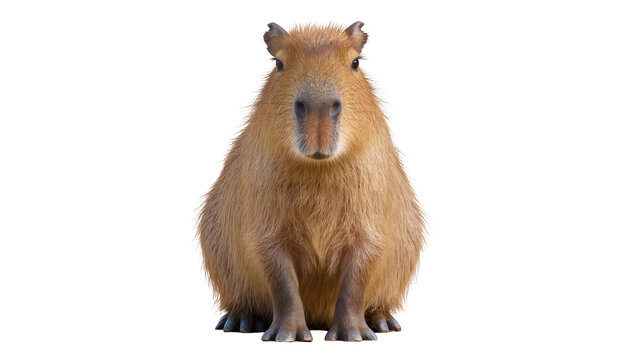 Capybara rodent sitting front view full body