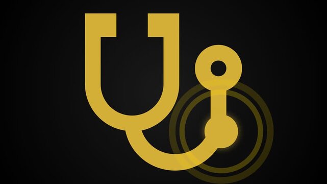 A stylish golden stethoscope icon, symbolizing professional healthcare services, accurate medical diagnosis, and comprehensive patient well-being for modern health support
