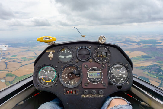 Glider Cockpit View Over Cambridgeshire Countryside