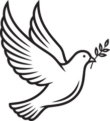Obraz premium Flying white dove bird carrying an olive branch as a symbol of peace and hope