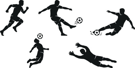 Silhouette of soccer players in action kicking ball © Nahid