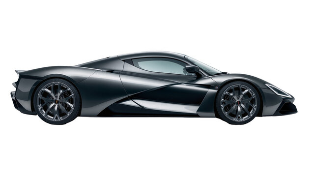 Dark grey modern sports car side view