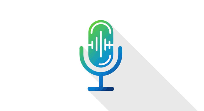 Modern microphone icon with sound wave and shadow effect