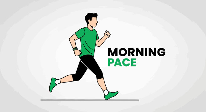 Energetic Runner Embracing Morning Pace: A Colorful Illustration of Fitness and Sport