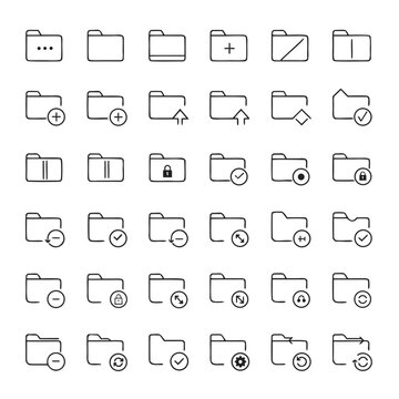 Set of flat design folder icons with different document types and symbols