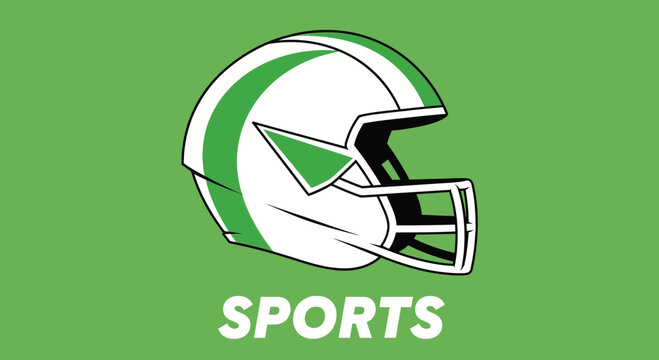 Football Helmet Symbolising Competition And Team Spirit Against a Fresh Green Background
