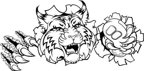A wildcat or bobcat gamer with video game controller sports team animal mascot © Christos Georghiou