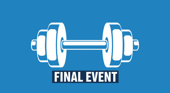 Final Event: Fitness Icon Depicted With Dumbbell Silhouette Against Blue Background