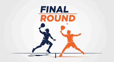 Fototapeta premium Final Round Padel Match Silhouette Illustrative Graphic Design With Players Action