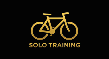 Fototapeta premium Gold Bicycle Symbolizing Solo Training And Fitness Goals On Black Background Image