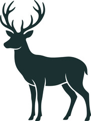 Obraz premium Dark green deer silhouette with large antlers