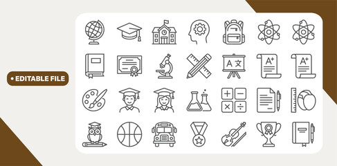 Education related minimal thin line icon set. Editable stroke symbol.  © Kingko