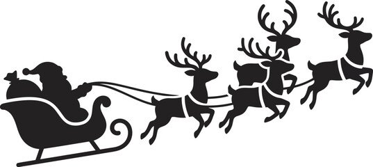 Santa claus in sleigh pulled by reindeer © BipashaSketches 