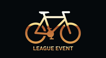 Fototapeta premium Golden Bicycle League Event Symbol Against a Dramatic Black Background Design
