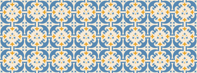 Ornamental tile pattern with floral medallions in Mediterranean style © Viktoriia Kalganov