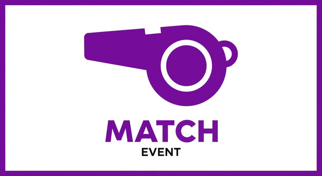 Graphic Whistle Design for Match Event with Purple Color and White Background Presentation