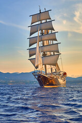 Sailing ship yacht race. Yachting. Sailing. Regatta. Classic sail yachts and sailboats   © Alvov