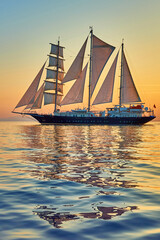 Sailing ship yacht race. Yachting. Sailing. Regatta. Classic sail yachts and sailboats   © Alvov