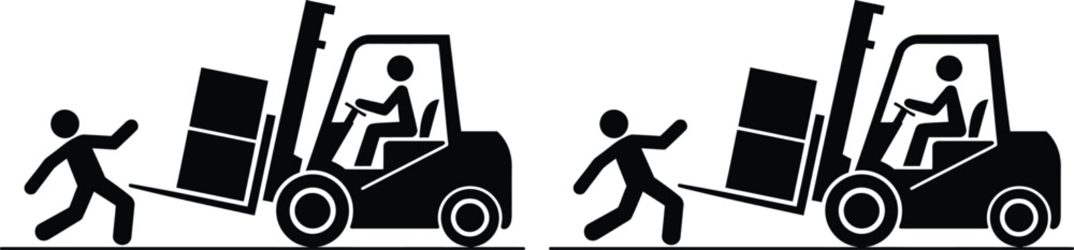 Worker lifting boxes with forklift in warehouse