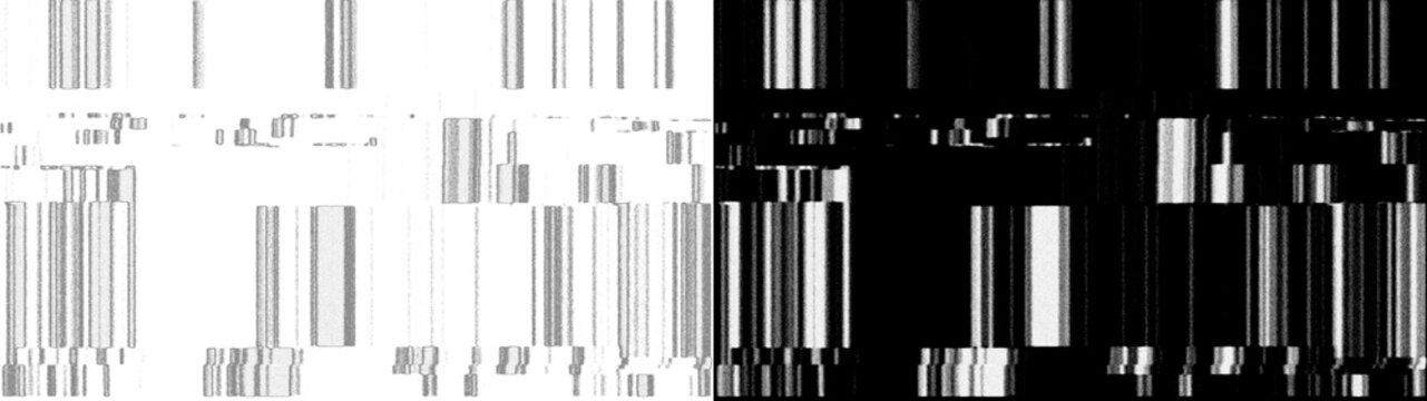 Vertical digital glitch bars isolated on transparent background for creative design