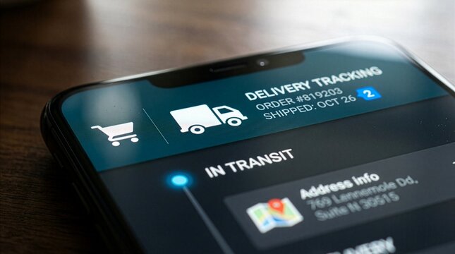 Mobile phone screen displaying a delivery tracking app with order details and map
