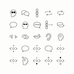 Fototapeta premium Set of flat design speech bubble icons with different expressions and symbols