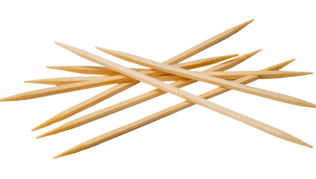 Wooden toothpicks scattered and overlapping