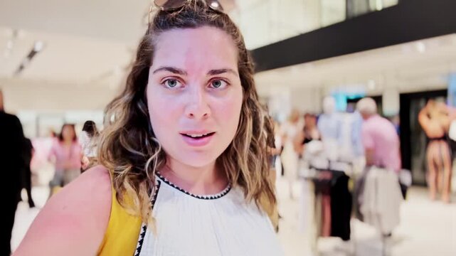 Young Woman Shopping in Modern Clothing Store