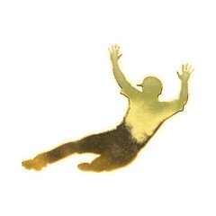 Fototapeta premium Shining golden baseball player sliding into a base, alpha channel