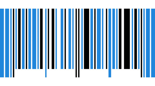 Abstract barcode pattern with blue and black vertical lines.