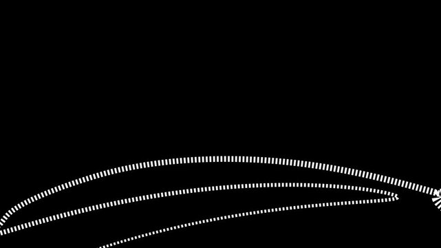 Minimal White Dotted Paths Moving on Black Background