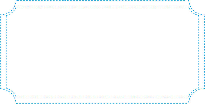 Decorative Vintage Ticket Frame with Dotted Border and Ornate Corners on White Background