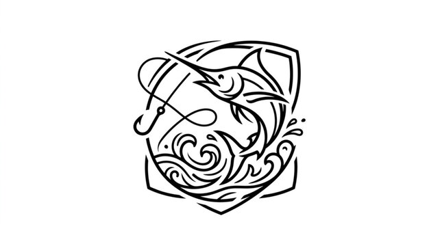 Marlin Fishing Emblem Symbol Illustration.